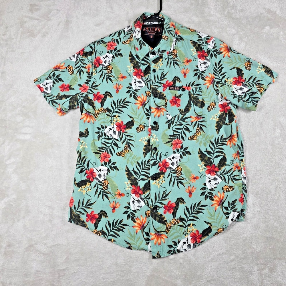 Sullen Craft Collection Men's Button Up Tropiskull Size Small Short Sleeve